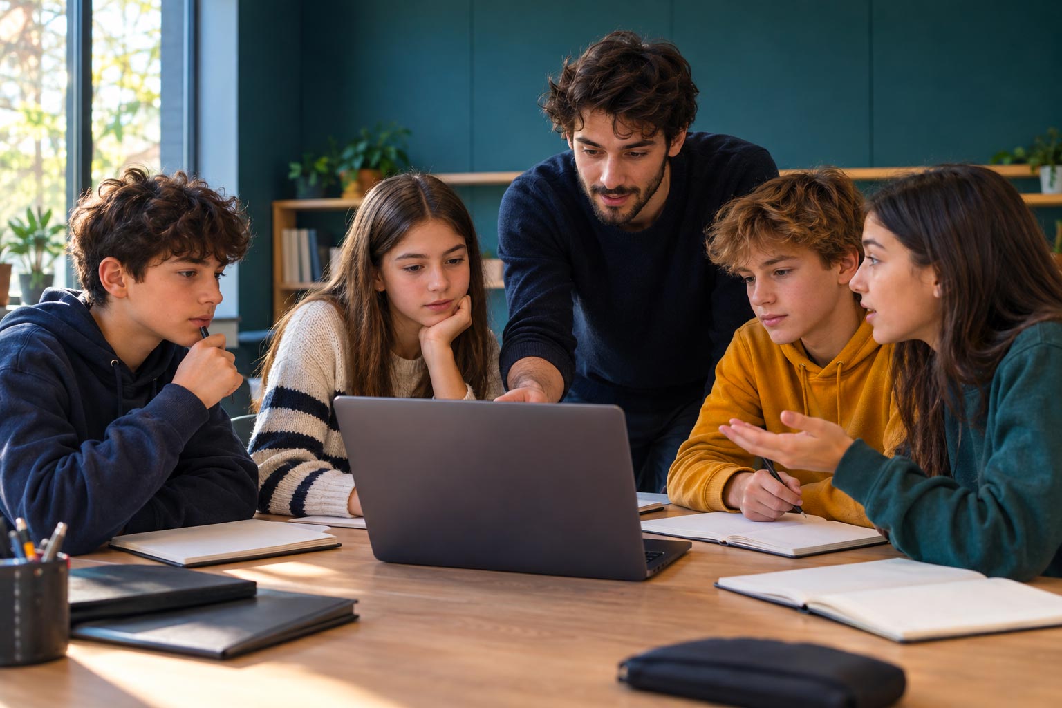 Studenti della Scuola Secondaria durante un laboratorio di intelligenza artificiale